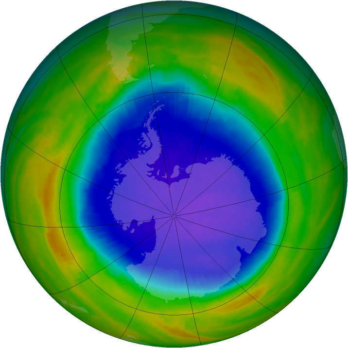 Antarctic ozone map for 20 October 1987